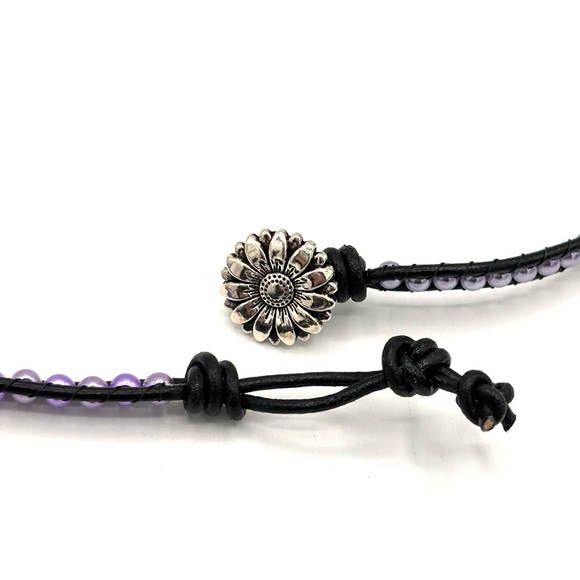 Hand Crafted Boho Purple Pearl Wrap Bracelet - Picture 9 of 12